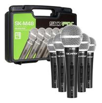 Kit 5 Microfone Profissional De Fio Skypix Skm48 Com Maleta Kit 5 Microfone Profissional De Fio Skypix Skm48 Com Maleta