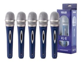 Kit 5 Microfone Profissional Dinâmico Vokal Kl6 + Cabo 4m