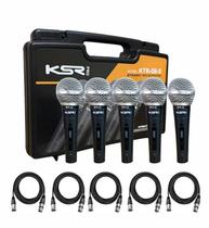 Kit 5 Microfone Profissional Sm Ktr585 Ksr Pro Cabo Xlr Preto