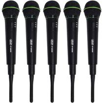 Kit 5 Microfones sem Fio Profissional Wireless P10 para Karaokê e Caixa de Som Knup KP-M0005 Preto
