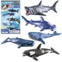 Kit 5 Mini Animais Aquáticos Tubarão e Baleia Vinil - Cometa