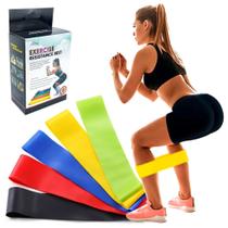 Kit 5 Mini Band Faixa Elástica Exercícios Treino Yoga Pilates