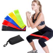 Kit 5 Mini Band Faixas Elásticas Exercícios Treino Yoga Pilates