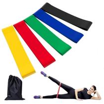 Kit 5 Mini Band Fita Elástica De Resistência Para Academia Exercícios Yoga Musculação e Fisioterapia Treino Treinamento Funcional - FRONTURE SPORT