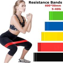 Kit 5 Mini Bandas Elástico Extensor Treino em Casa Fitness Musculação Glúteos Pernas Exercícios