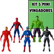 Kit 5 Mini Bonecos Heróis Marvel Vingadores Colecionador