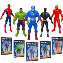 Kit 5 Mini Bonecos Marvel Avengers Hulk Iron Man Aranha Capitão Vingadores