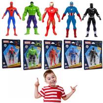 Kit 5 Mini Bonecos Marvel Os Vingadores Brinquedo De Ação Homem Aranha Hulk Homem De Ferro Pantera