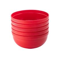 Kit 5 Mini Bowl Tigela Pote 340Ml - Vermelho