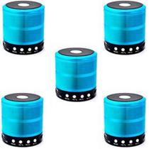 Kit 5 Mini Caixa De Som Portátil Bluetooth Mp3 Ws - 887 Azul