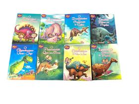 Kit 5 mini livrinhos infantil histórias dinossauros colorido