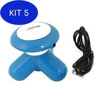 Kit 5 Mini Massageador Elétrico Corporal Relaxante a Pilhas Azul - M&C