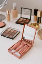 Kit 5 Mini Pincéis E Estojo Com Espelho Para Maquiagem Kit 5 Mini Pincéis E Estojo Com Espelho Para Maquiagem