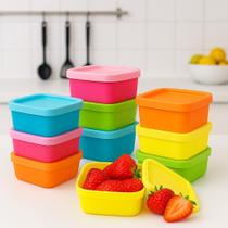 Kit 5 Mini Potes Quadrados 75ml com Tampa Livre de BPA