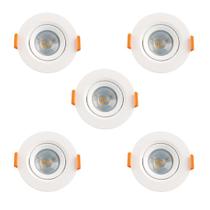 Kit 5 Mini Spot Led Direcionável 3w 3000k Luminatti Redondo Bivolt