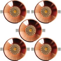 Kit 5 mini spot led redondo embutir recuado 3w branco quente 3000k rose embuled