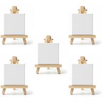 Kit 5 Mini Tripé Cavalete Com Telinha 10 Cm Artes Artística Pintura Em Tela