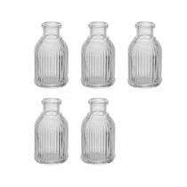 Kit 5 Mini Vaso Decorativo de Vidro 10 cm Transparente para Flores Decoração Mesa