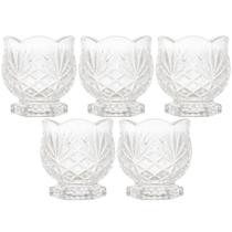 Kit 5 Mini Vasos Decorativos 8x8cm Dublin Porta Colher Cristal Mesa Posta Lyor
