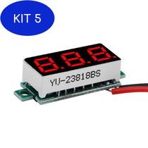 Kit 5 Mini Voltímetro Digital 0,28 Polegadas 2,5 A 30V