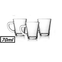 Kit 5 Mini Xícaras de Vidro Caneca Café 70ml Cambridge