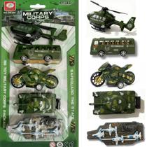 Kit 5 Miniatura Veículo Exercito Militar Helicóptero Moto Kit 5 Miniatura Veículo Exercito Militar Helicóptero Moto