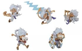 Kit 5 Miniaturas Luffy Gear 5 One Piece Com Base Decorativa