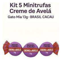 Kit 5 Minitrufas Creme De Avelã Gato Mia 12g Brasil Cacau