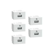 Kit 5 Mód Carregador Usb-A Branco Fosco Lunare Up Schneider