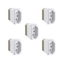 Kit 5 Mód Tomada 2P+T 10A Branco Borne Parafuso Zeffia Pial