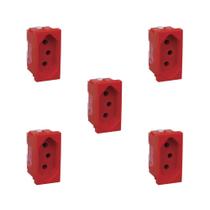 Kit 5 Mod Tomada 2P+T 20A-250V 680161 Vermelho Zeffia Pial Kit 5 Mod Tomada 2P+T 20A-250V 680161 Vermelho Zeffia Pial