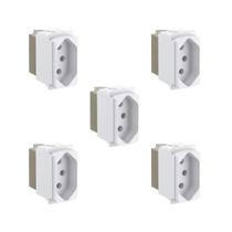Kit 5 Mód Tomada 2P+T 20A Branco Borne Parafuso Zeffia Pial