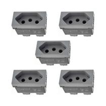 Kit 5 Módulo Tomada 20A Cinza Borne 615060CZ+ Pial Plus+ Kit 5 Módulo Tomada 20A Cinza Borne 615060CZ+ Pial Plus+