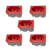 Kit 5 Módulo Tomada 20A Vermelho Borne 615079VM+ Pial Plus+