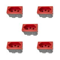 Kit 5 Modulo Tomada 20A Vermelho Borne Parafuso Pial Plus+ Kit 5 Modulo Tomada 20A Vermelho Borne Parafuso Pial Plus+