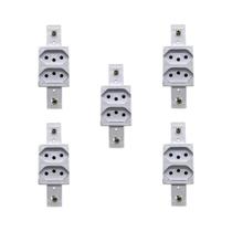 Kit 5 Módulo Tomada Dupla 10A 250V Face Branco Transmóbil Kit 5 Módulo Tomada Dupla 10A 250V Face Branco Transmóbil