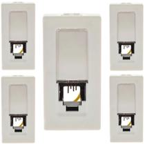 Kit 5 Módulo Tomada Rj11 4 Fios Branco Pial plus+ 615010BC Kit 5 Módulo Tomada Rj11 4 Fios Branco Pial plus+ 615010BC