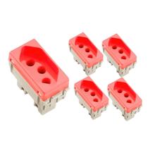 Kit 5 módulos de tomada 2p+T 20a/250v Vermelha Tramontina
