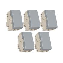 Kit 5 Módulos Interruptor Paralelo Three Way 10a Cinza Sleek Margirius