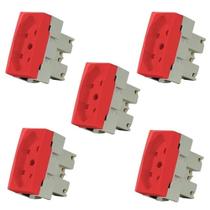 Kit 5 Módulos Tomada 2P+T 20A 250V Vermelha Sleek Margirius 15918 Kit 5 Módulos Tomada 2P+T 20A 250V Vermelha Sleek Margirius 15918