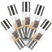 Kit 5 Moedores Duplo Manual 2 em 1 Aço Inox 100ml Sal e Pimenta Gourmet com Granulação Ajustável par