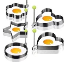 Kit 5 Molde Forma Ovo Frito Panqueca Omelete Desenho Aço Inox