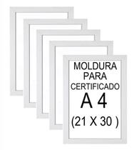 Kit 5 Molduras A4 Certificado/ Diploma Com Vidro Cor Branca