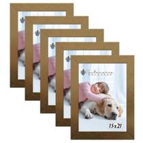 Kit 5 Molduras Porta Retrato 15X21 Dourado