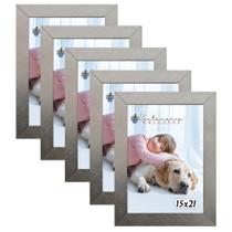 Kit 5 Molduras Porta Retrato 15X21 Prateado
