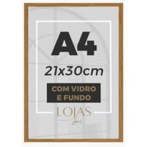 Kit 5 Molduras Vidro A4 21x30 Porta Certificado Diploma Foto - Marrom
