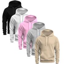 Kit 5 Moletons Liso Basico Blusa De Frio Canguru Confortavel Inverno