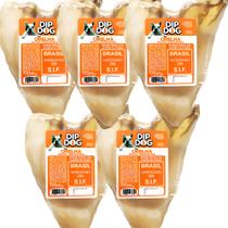 Kit 5 Mordedor Pet Para Cães Orelha Bovina Natural Dip Dog Cor Marrom