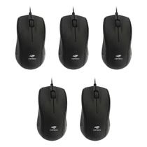 Kit 5 Mouse Óptico USB MS26BK Preto C3Tech Com Fio 2 Metros