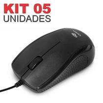 Kit 5 Mouse USB MS-26BK Preto Cabo Extenso 2M C3 TECH